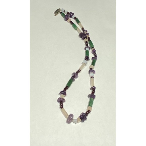 Vintage Multi Gemstone Beaded Necklace 925 Clasp 19 inches Fine - Picture 6 of 10